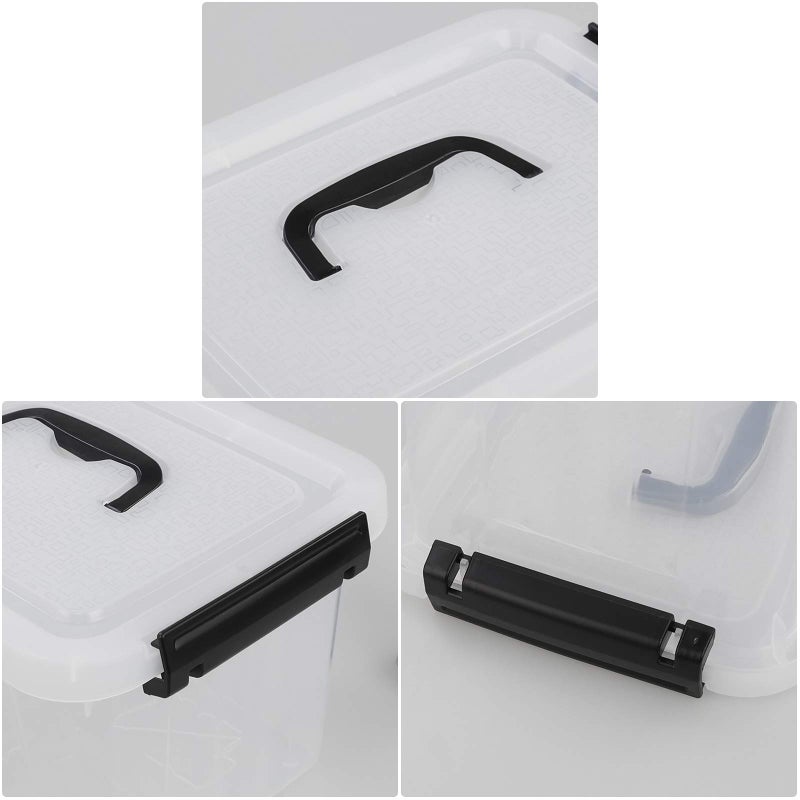 Gloreen 6 Packs 6 Quart Clear Lidded Storage Bins with Handle, Stackable Plastic Latching Storage Box Containers - Image 5